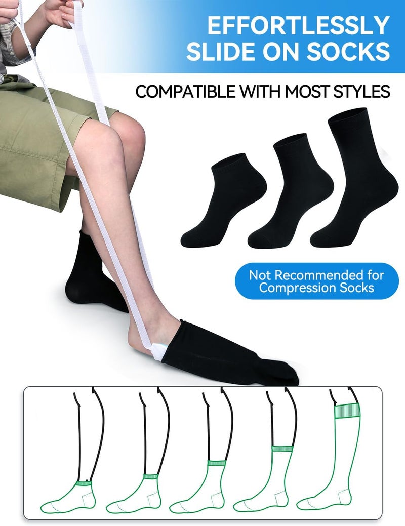 MarginZen Sock Aid Device for Seniors and Shoe Horn Kit - Sock Helper Easy On and Off, Sock Assistant Device No Bending, Adjustable Extended Long Shoe Horn Back Scratcher for Senior - Image 4